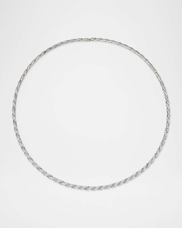 Sculpted Cable Flex Necklace in 18K White Gold, 3.7mm